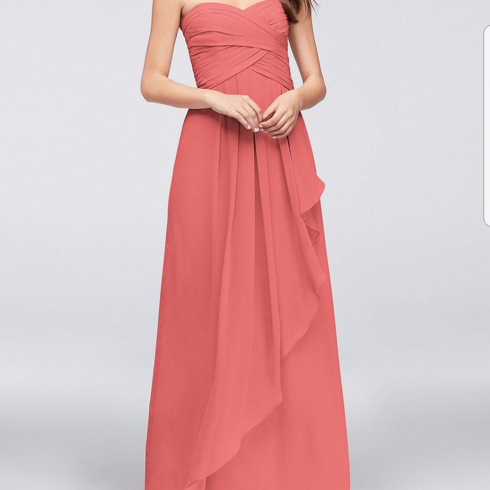 David's bridal size 8 strapless coral reef dress